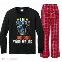I'm Silently Judging Your Welds Welder Welding Kids Long Sleeve Plaid Pajama Set thumb 0