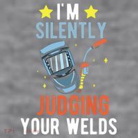 I'm Silently Judging Your Welds Welder Welding Women's Racerback Cropped Tank thumb 2