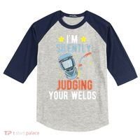 I'm Silently Judging Your Welds Welder Welding Kids Colorblock Raglan Jersey thumb 0