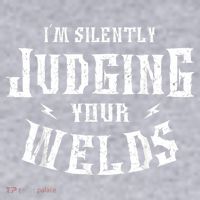 Im Silently Judging Your Welds Welding Metal Fusing Welder Women's Racerback Cropped Tank thumb 2