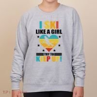 I Ski Like A Try To Keep Up Cross Country Skiing Winter Gift Women's Sweatshirt thumb 0