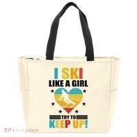 I Ski Like A Try To Keep Up Cross Country Skiing Winter Gift Tote Bag thumb 0