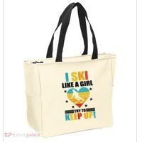 I Ski Like A Try To Keep Up Cross Country Skiing Winter Gift Tote Bag thumb 2