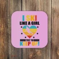 I Ski Like A Try To Keep Up Cross Country Skiing Winter Gift Coaster thumb 0