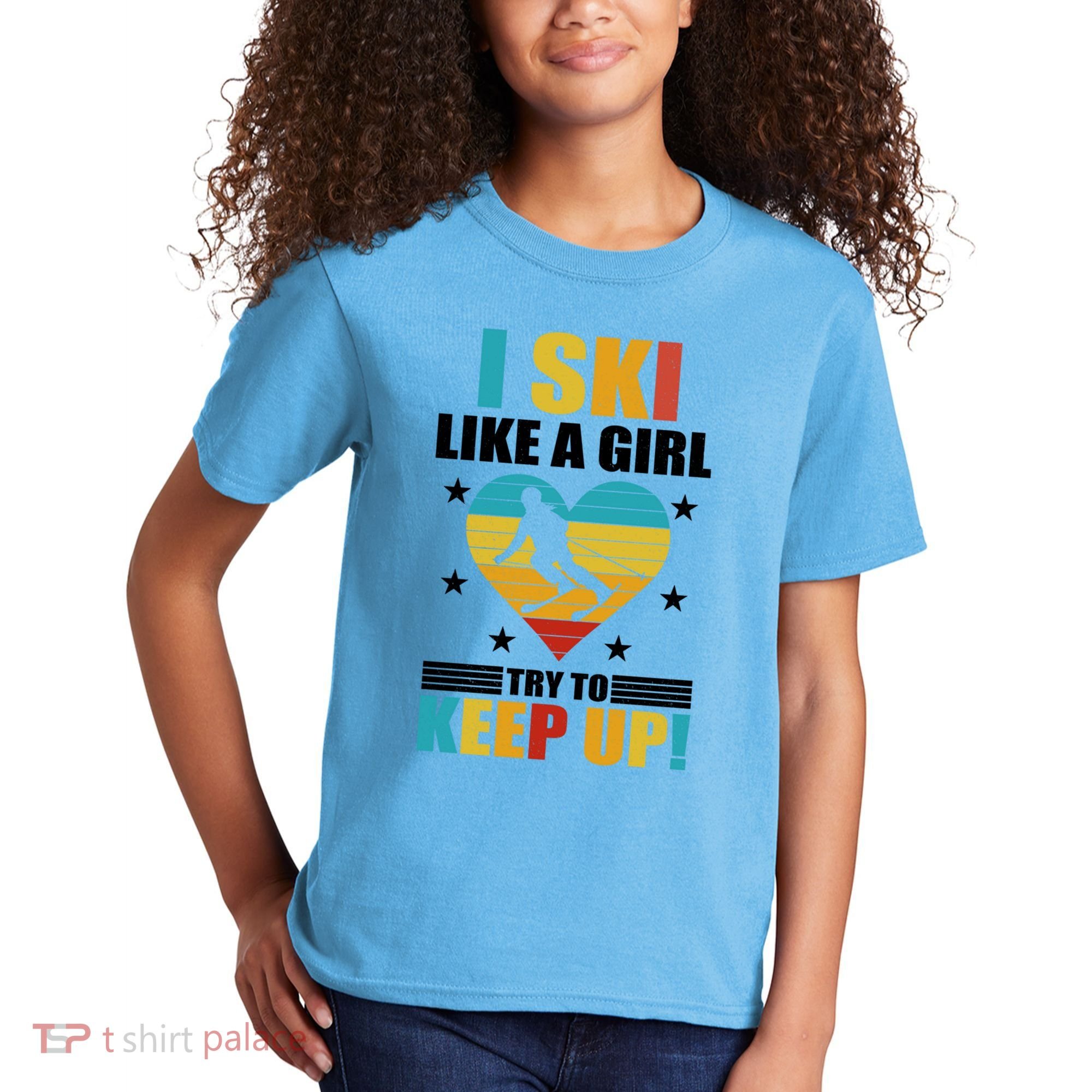 I Ski Like A Try To Keep Up Cross Country Skiing Winter Gift Kids T-Shirt