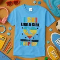 I Ski Like A Try To Keep Up Cross Country Skiing Winter Gift Kids T-Shirt thumb 3