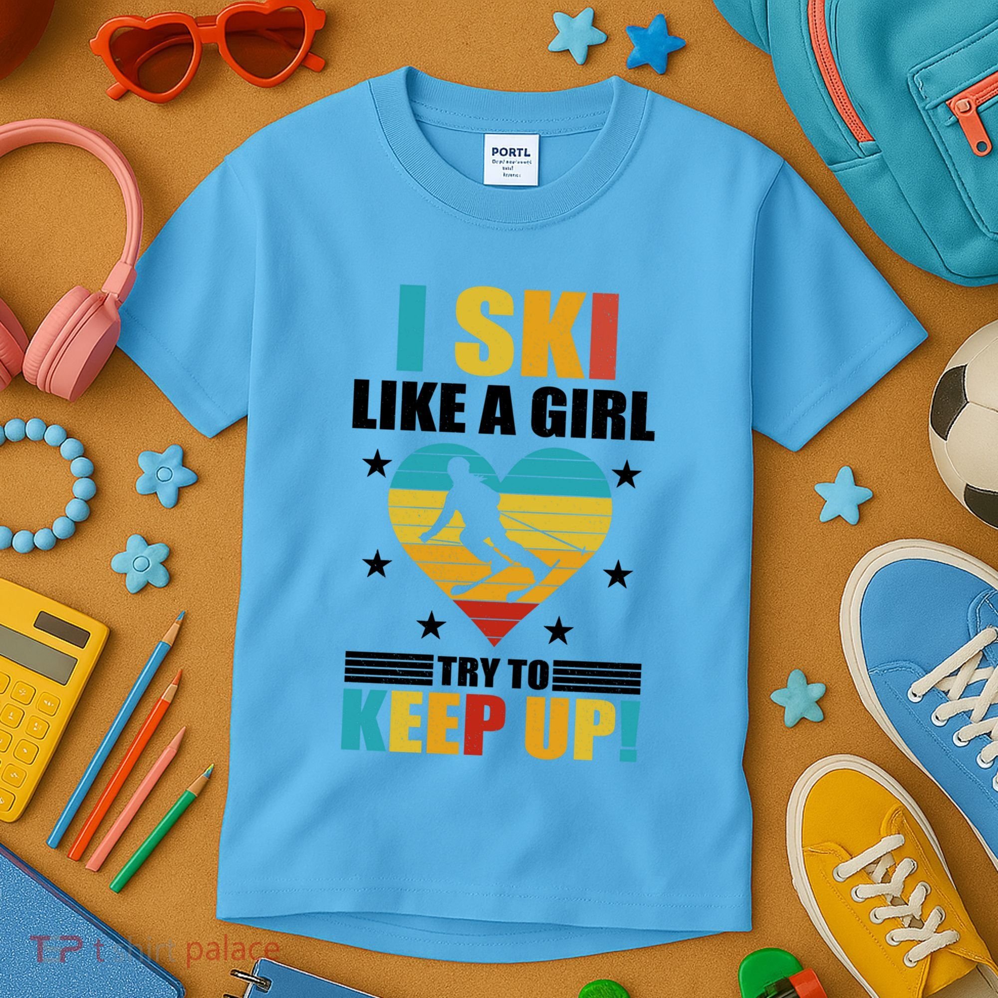 I Ski Like A Try To Keep Up Cross Country Skiing Winter Gift Kids T-Shirt
