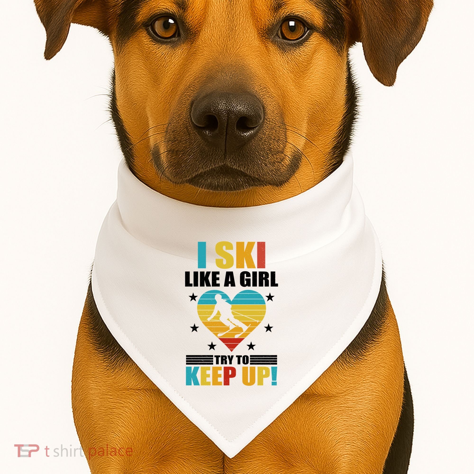 I Ski Like A Try To Keep Up Cross Country Skiing Winter Gift USA-Made Doggie Bandana