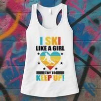 I Ski Like A Try To Keep Up Cross Country Skiing Winter Gift Women's Tank Top thumb 3
