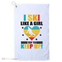 I Ski Like A Try To Keep Up Cross Country Skiing Winter Gift Golf Towel thumb 0