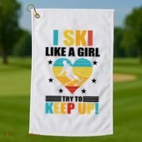 I Ski Like A Try To Keep Up Cross Country Skiing Winter Gift Golf Towel thumb 1