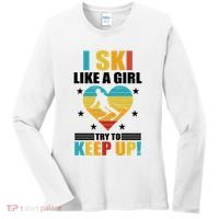 I Ski Like A Try To Keep Up Cross Country Skiing Winter Gift Women's Long Sleeve Shirt thumb 0