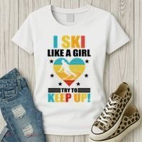 I Ski Like A Try To Keep Up Cross Country Skiing Winter Gift Women's T-Shirt thumb 3