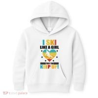 I Ski Like A Try To Keep Up Cross Country Skiing Winter Gift Kids Hoodie thumb 0