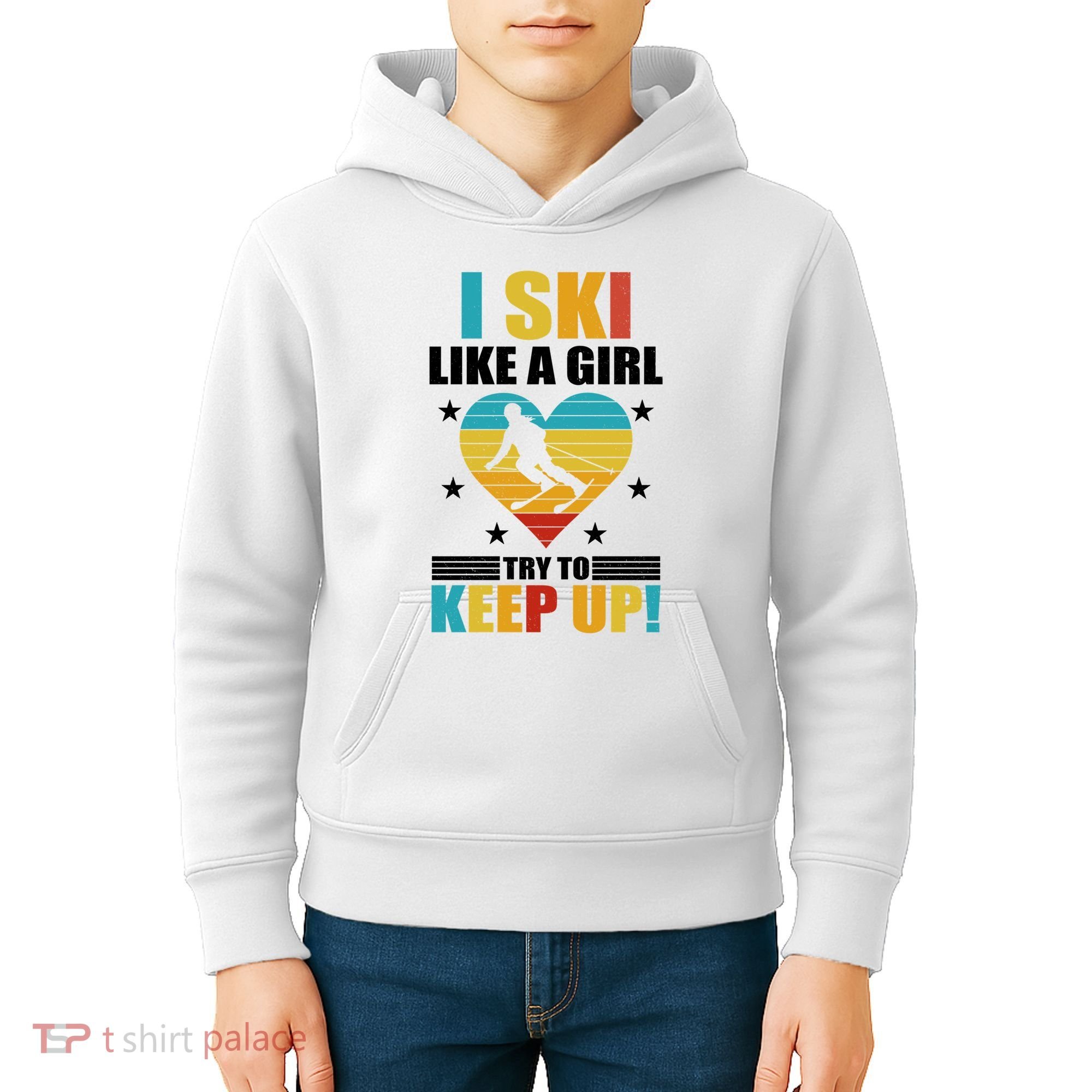 I Ski Like A Try To Keep Up Cross Country Skiing Winter Gift Kids Hoodie