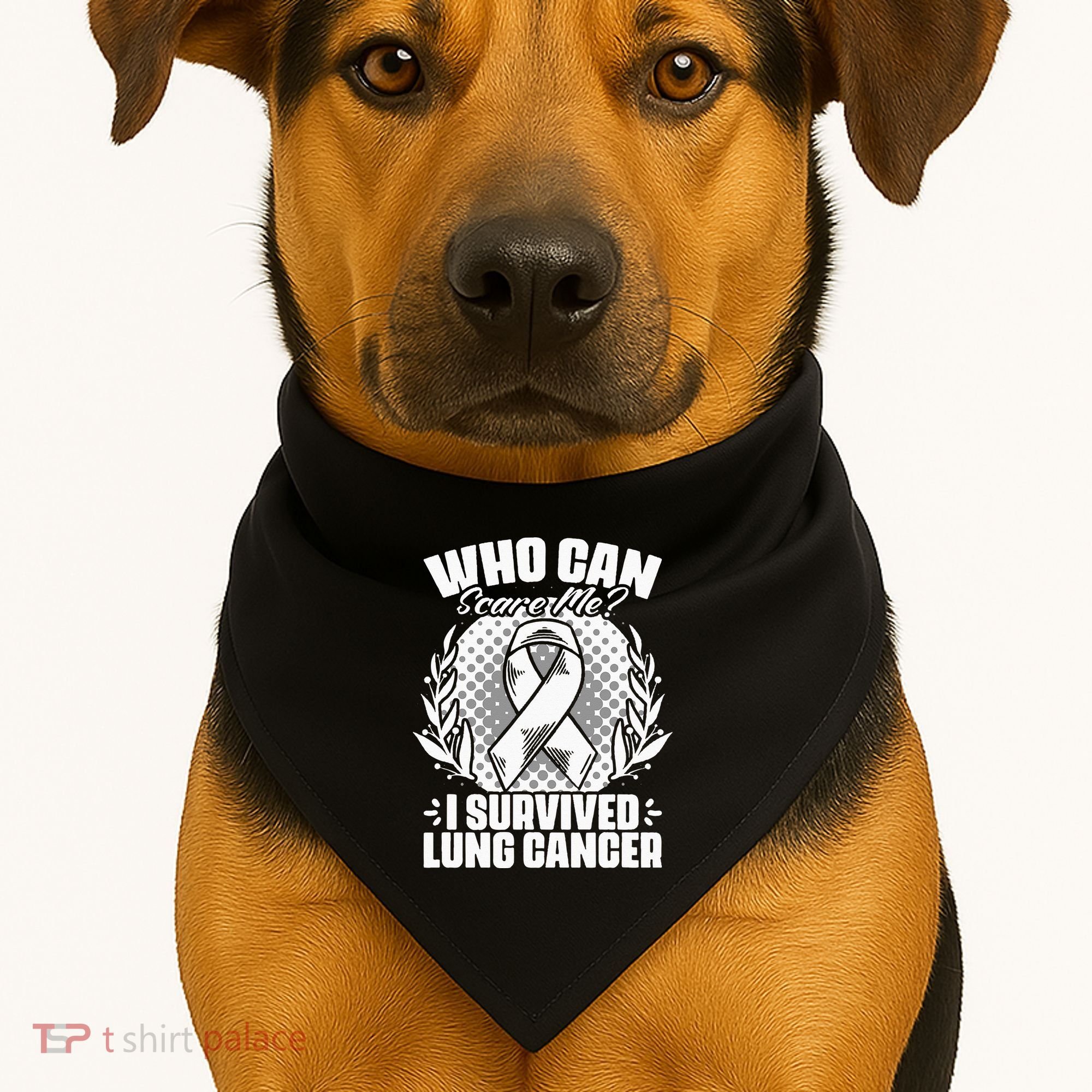 I Survived Lung Cancer Warrior Support Lung Cancer Survivor USA-Made Doggie Bandana