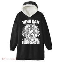 I Survived Lung Cancer Warrior Support Lung Cancer Survivor Hooded Wearable Blanket thumb 0