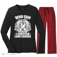 I Survived Lung Cancer Warrior Support Lung Cancer Survivor Women's Long Sleeve Flannel Pajama Set  thumb 0