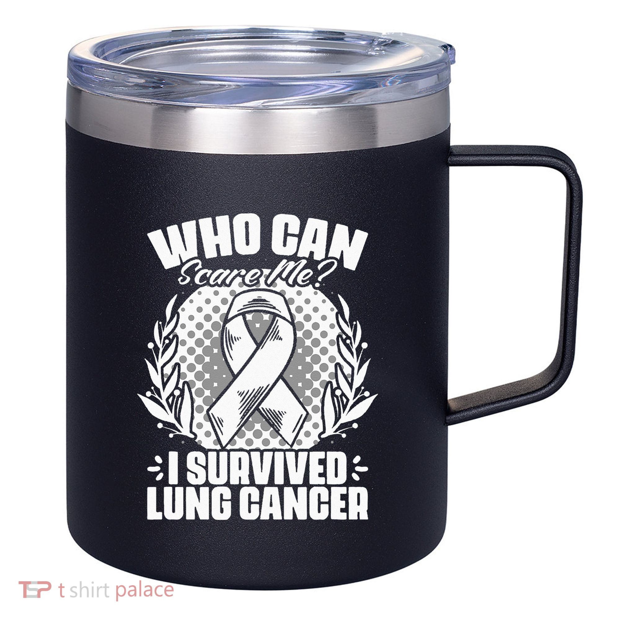 I Survived Lung Cancer Warrior Support Lung Cancer Survivor 12oz Stainless Steel Coffee Mug