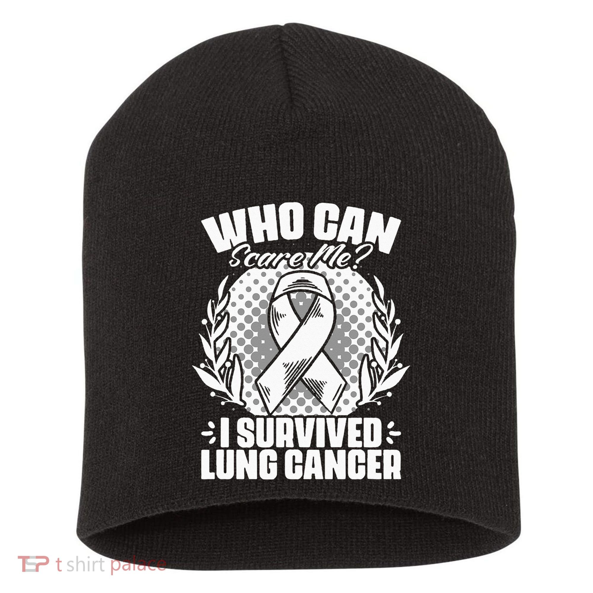 I Survived Lung Cancer Warrior Support Lung Cancer Survivor Short Acrylic Beanie