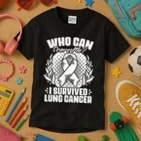 I Survived Lung Cancer Warrior Support Lung Cancer Survivor Kids T-Shirt thumb 3
