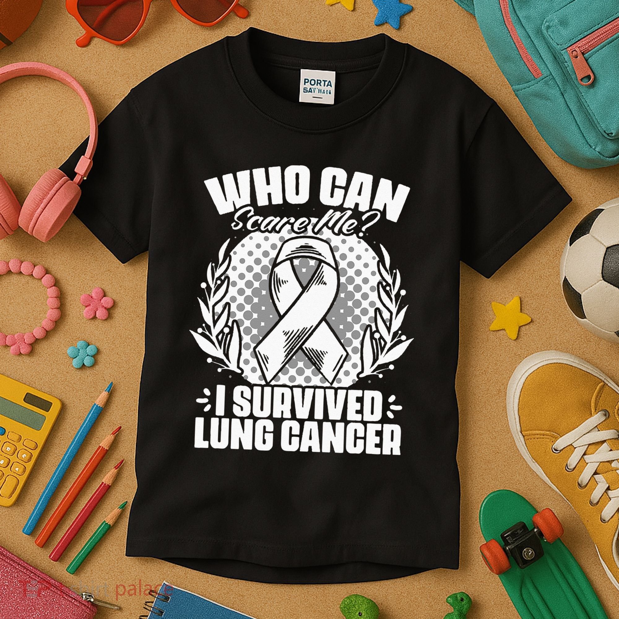 I Survived Lung Cancer Warrior Support Lung Cancer Survivor Kids T-Shirt