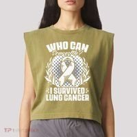 I Survived Lung Cancer Warrior Support Lung Cancer Survivor Garment-Dyed Women's Muscle Tee thumb 2