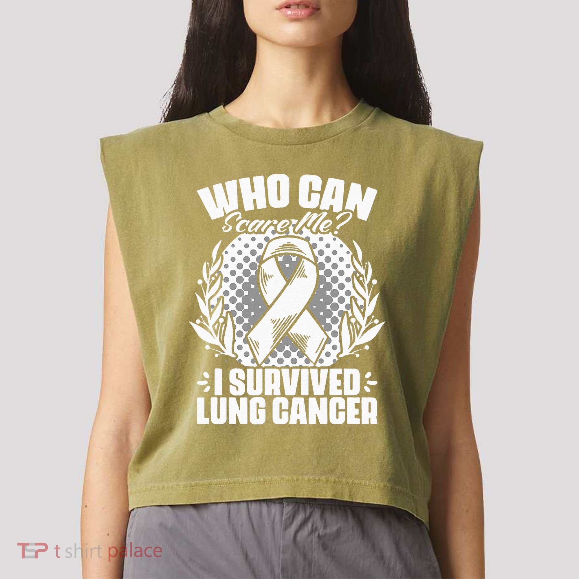 I Survived Lung Cancer Warrior Support Lung Cancer Survivor Garment-Dyed Women's Muscle Tee