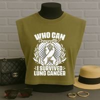 I Survived Lung Cancer Warrior Support Lung Cancer Survivor Garment-Dyed Women's Muscle Tee thumb 3