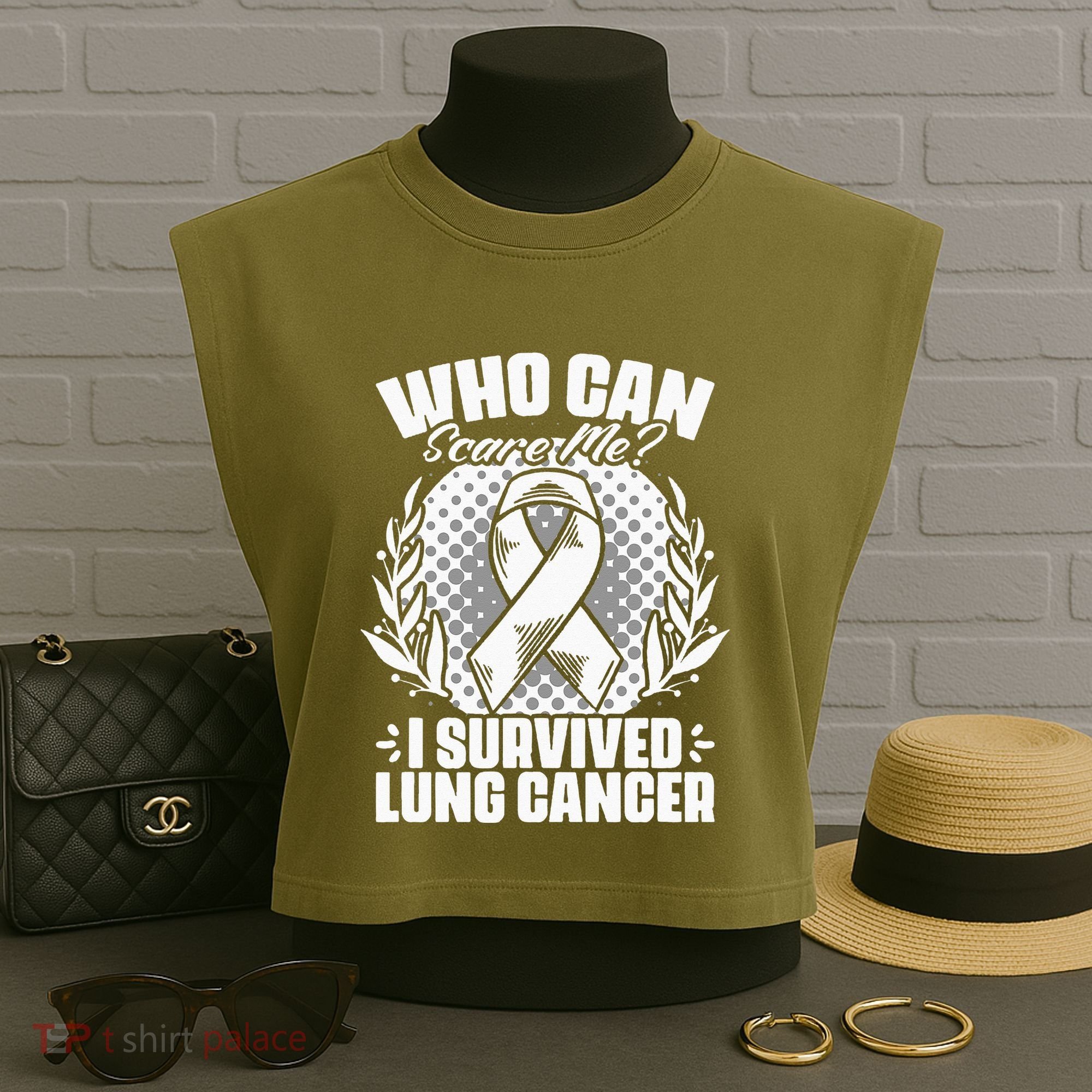 I Survived Lung Cancer Warrior Support Lung Cancer Survivor Garment-Dyed Women's Muscle Tee