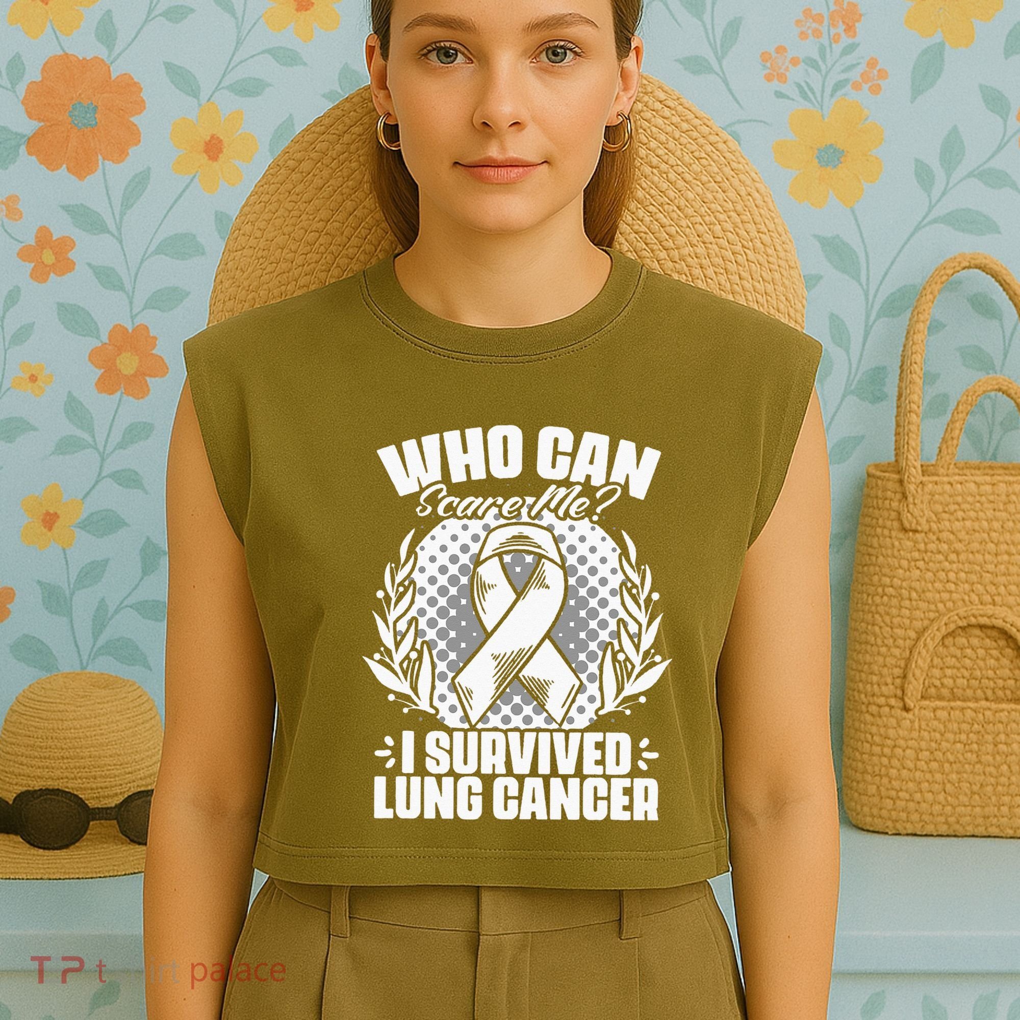 I Survived Lung Cancer Warrior Support Lung Cancer Survivor Garment-Dyed Women's Muscle Tee