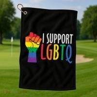 I Support Lgbtq Golf Towel thumb 1