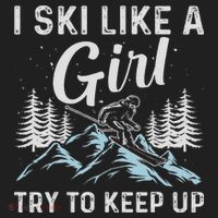 I Ski Like A Girl Try To Keep Up, Funny Skate Lovers Costume Beanie thumb 2