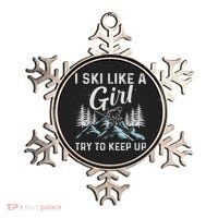 I Ski Like A Girl Try To Keep Up, Funny Skate Lovers Costume Ornament thumb 0