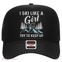 I Ski Like A Girl Try To Keep Up, Funny Skate Lovers Costume Hat thumb 0