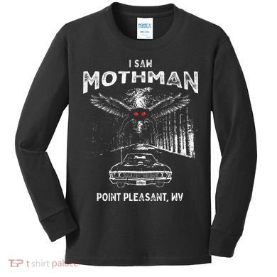 I Saw Mothman In Point Pleasant West Virginia Cryptid Kids Long Sleeve Shirt