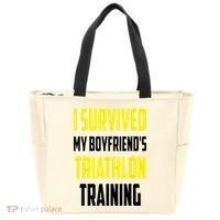 I Survived My BoyfriendS Triathlon Training Triathlete Tote Bag thumb 0