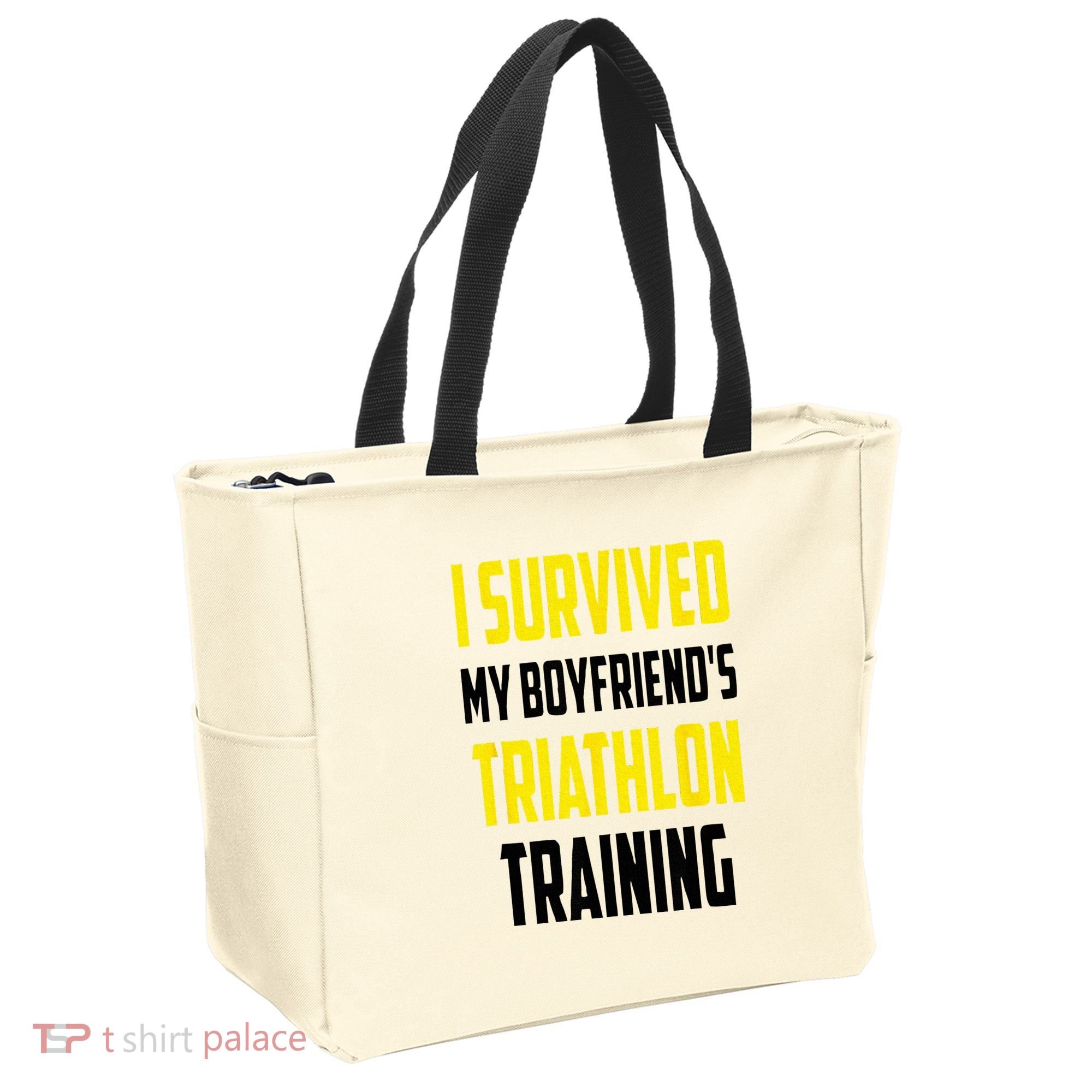 I Survived My BoyfriendS Triathlon Training Triathlete Tote Bag