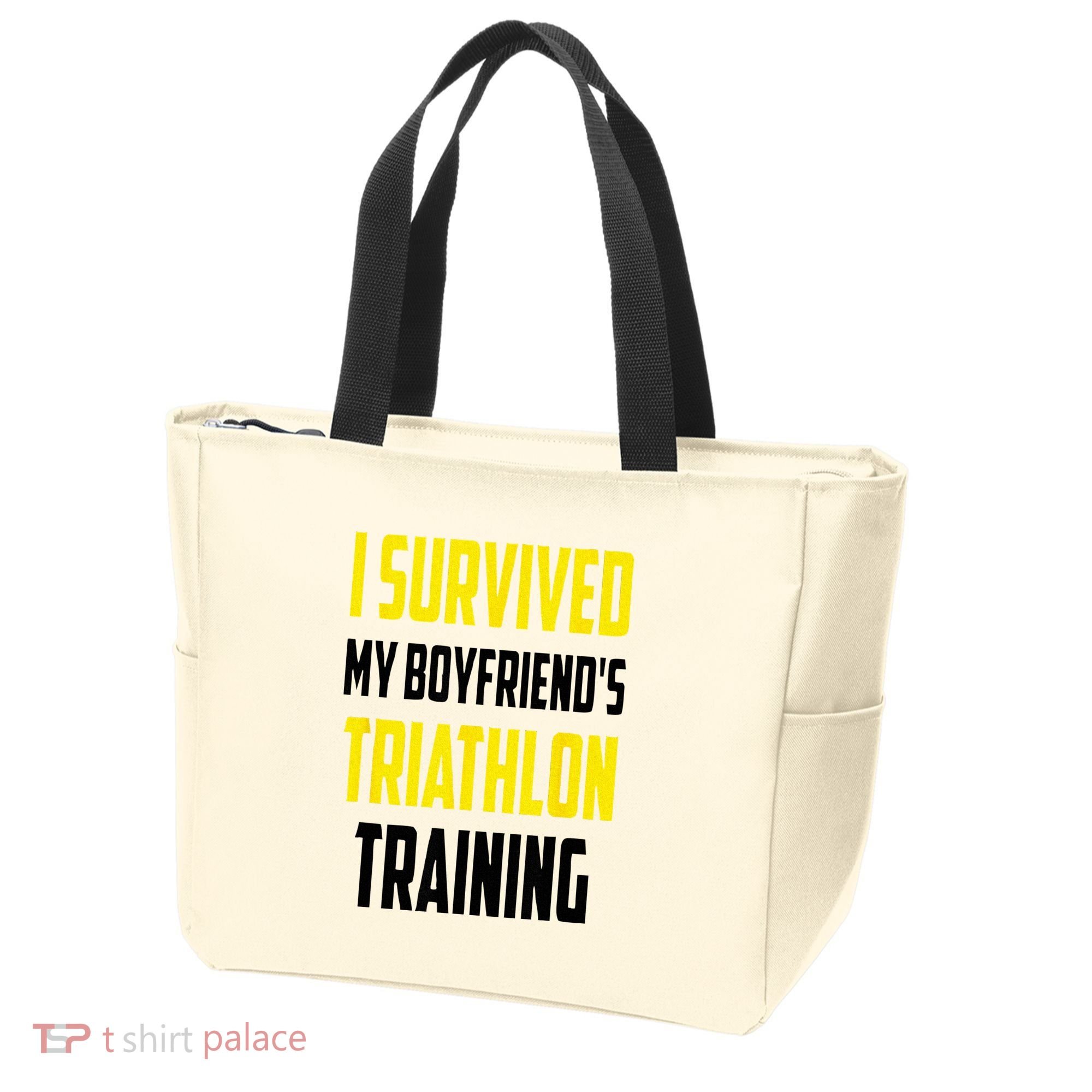 I Survived My BoyfriendS Triathlon Training Triathlete Tote Bag