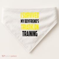 I Survived My BoyfriendS Triathlon Training Triathlete USA-Made Doggie Bandana thumb 0