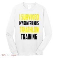 I Survived My BoyfriendS Triathlon Training Triathlete Long Sleeve Shirt thumb 0