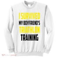 I Survived My BoyfriendS Triathlon Training Triathlete Sweatshirt thumb 0