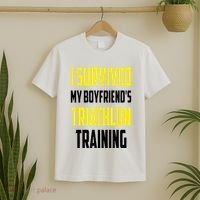 I Survived My BoyfriendS Triathlon Training Triathlete T-Shirt thumb 2