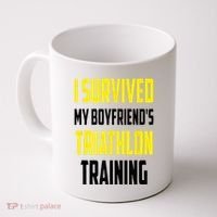 I Survived My BoyfriendS Triathlon Training Triathlete Coffee Mug thumb 0