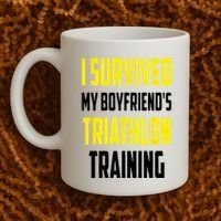 I Survived My BoyfriendS Triathlon Training Triathlete Coffee Mug thumb 2