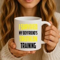 I Survived My BoyfriendS Triathlon Training Triathlete Coffee Mug thumb 3