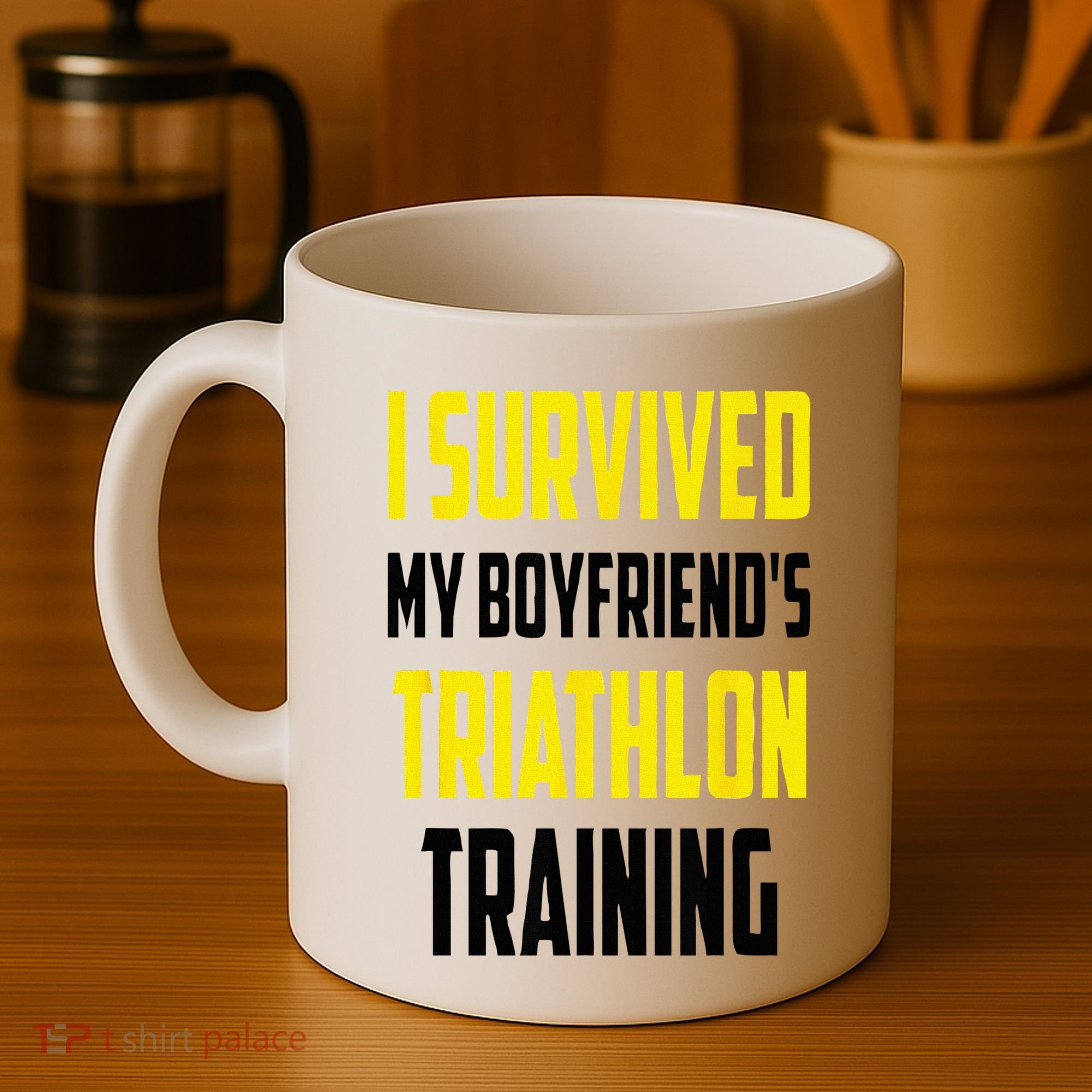 I Survived My BoyfriendS Triathlon Training Triathlete Coffee Mug