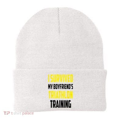 I Survived My BoyfriendS Triathlon Training Triathlete Beanie