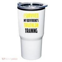 I Survived My BoyfriendS Triathlon Training Triathlete Tumbler thumb 0