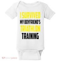 I Survived My BoyfriendS Triathlon Training Triathlete Baby Bodysuit thumb 0